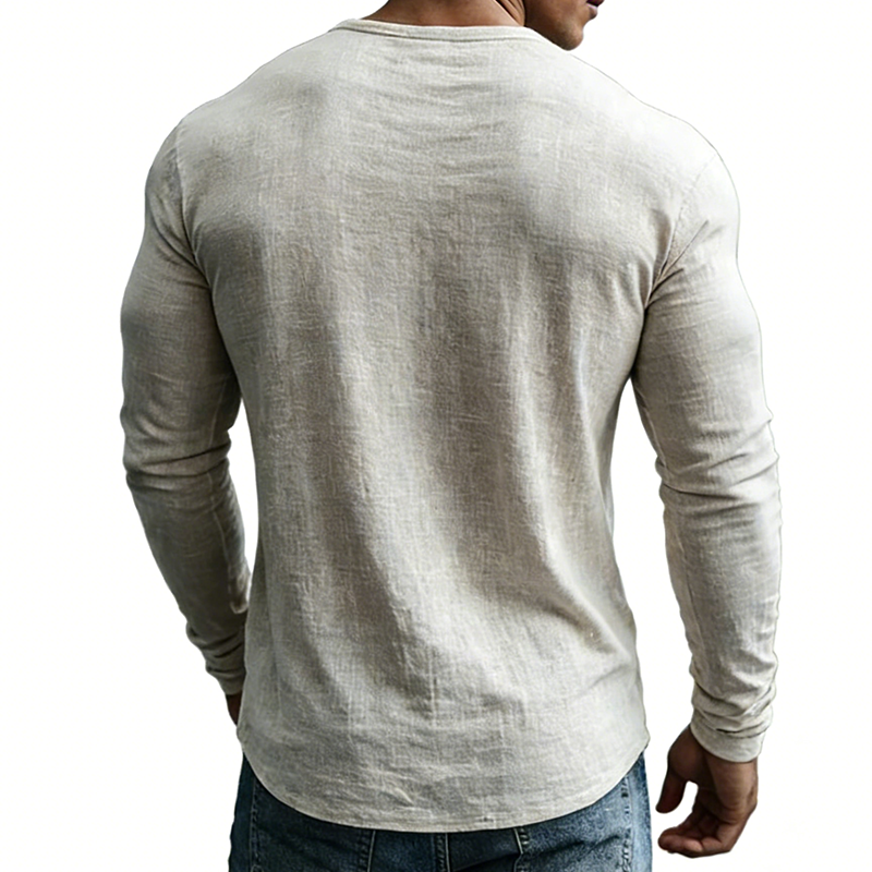 Men's Casual V-Neck Long-Sleeve Shirt