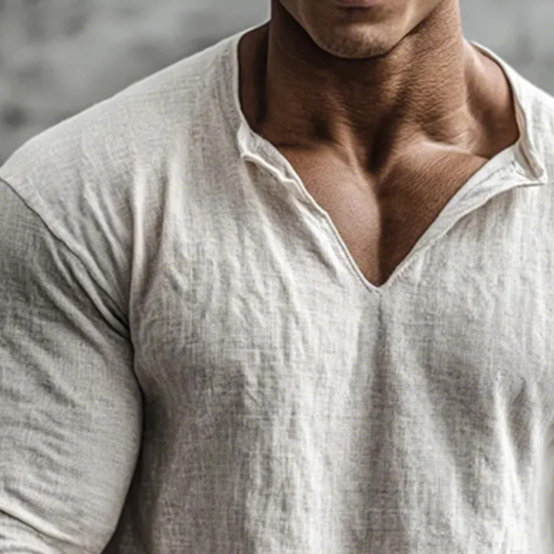 Men's Casual V-Neck Long-Sleeve Shirt