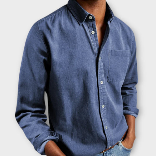 Men's Casual Button-Up Shirt | Point Collar & Chest Pocket