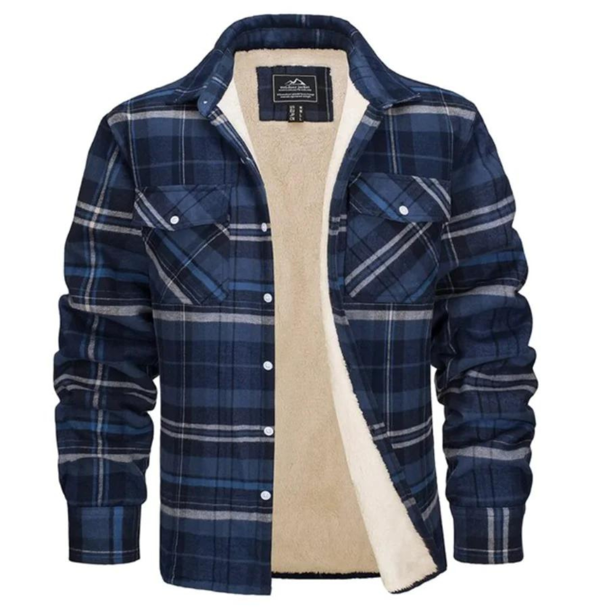 Men's Casual Shirt Jacket | Sherpa Lining & Flap Pockets