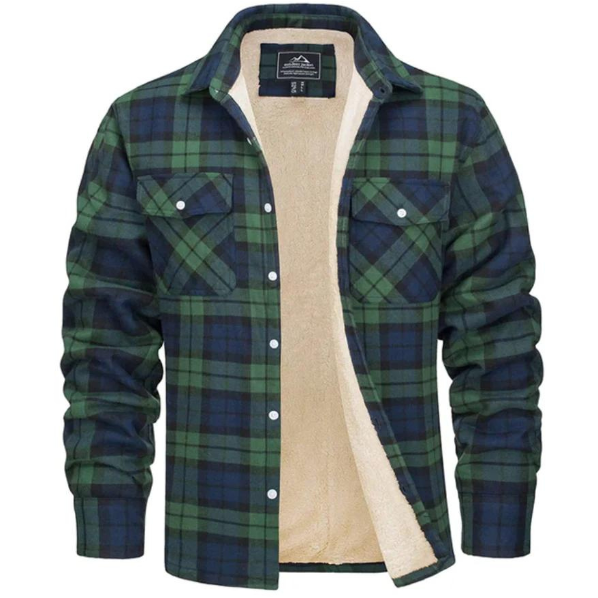 Men's Casual Shirt Jacket | Sherpa Lining & Flap Pockets