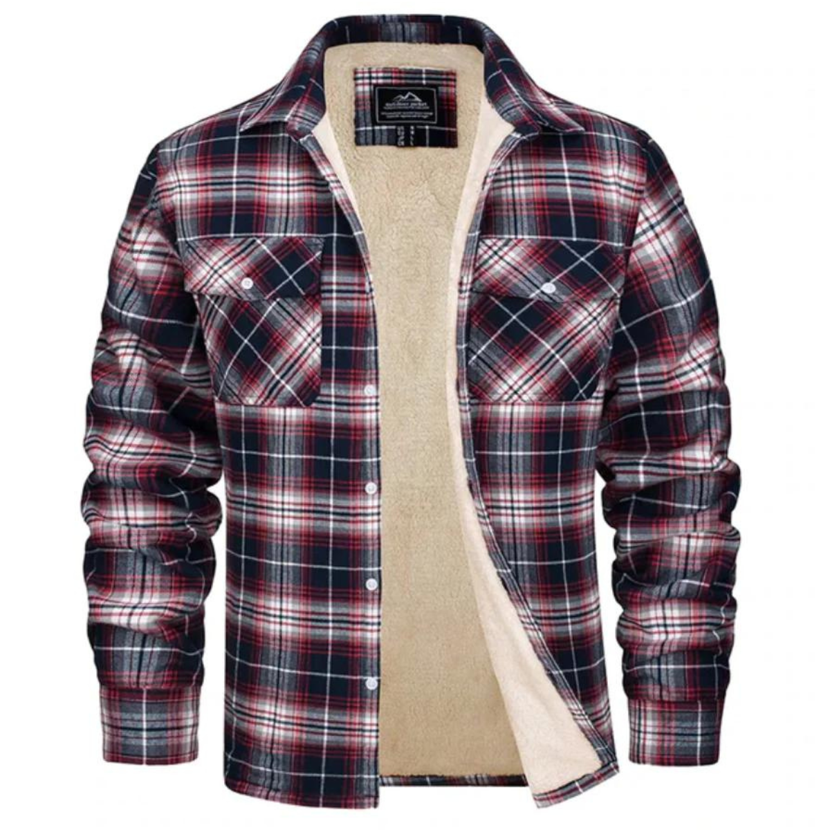 Men's Casual Shirt Jacket | Sherpa Lining & Flap Pockets