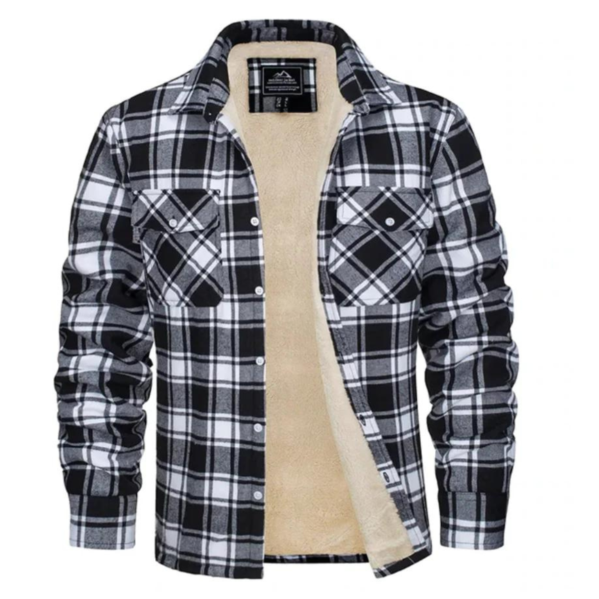 Men's Casual Shirt Jacket | Sherpa Lining & Flap Pockets