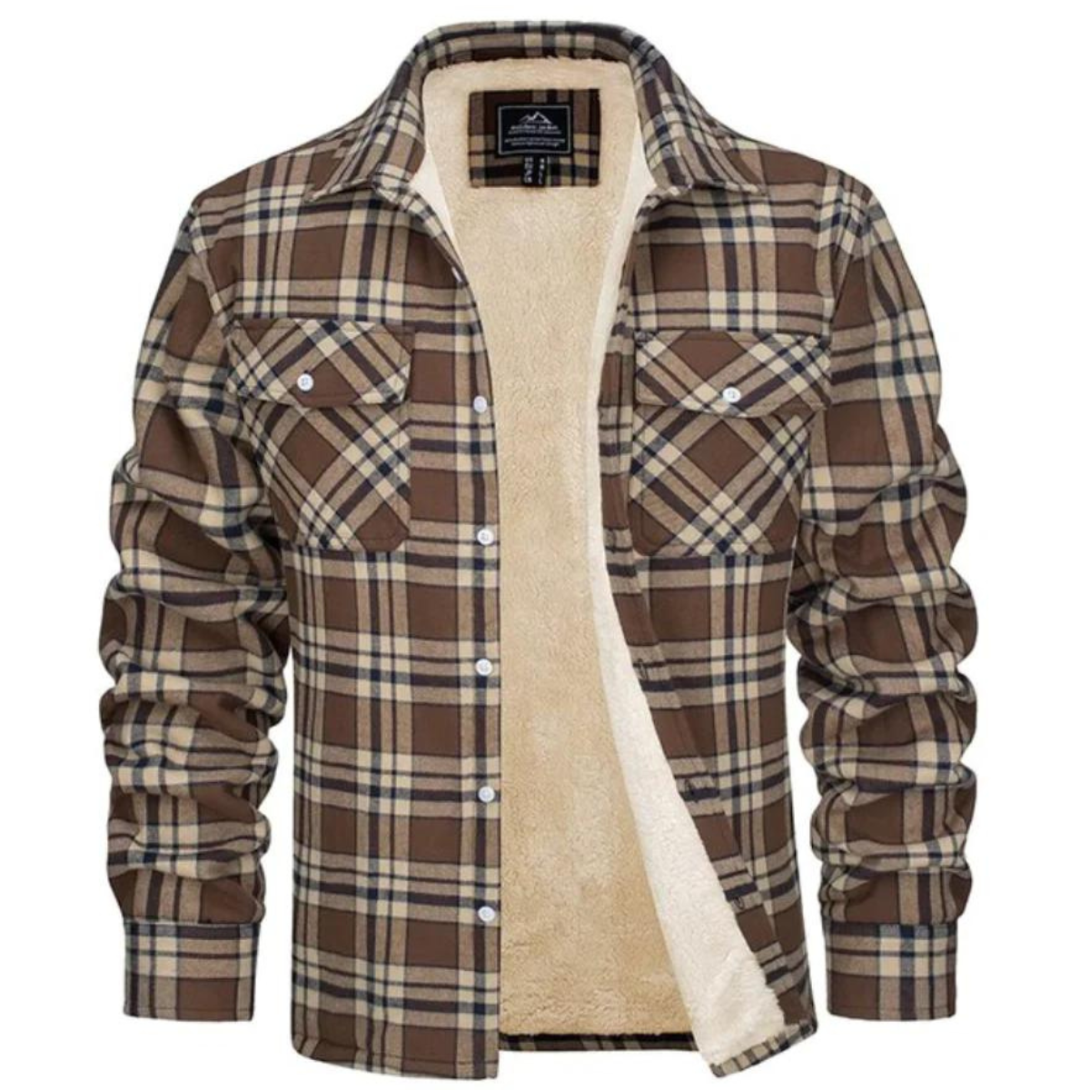 Men's Casual Shirt Jacket | Sherpa Lining & Flap Pockets
