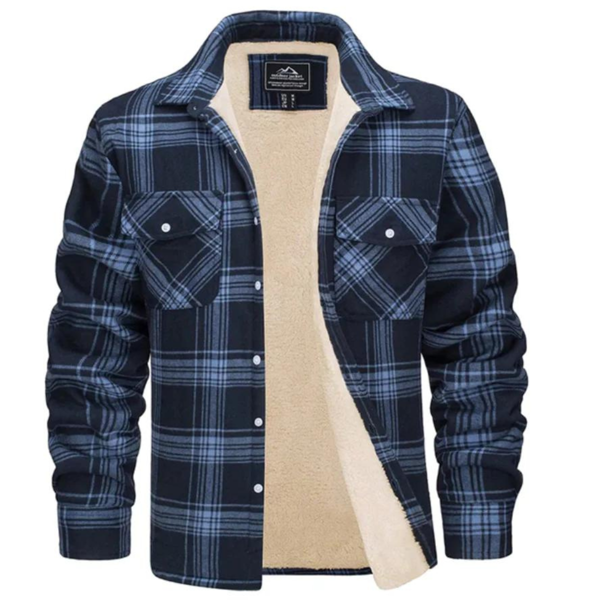 Men's Casual Shirt Jacket | Sherpa Lining & Flap Pockets