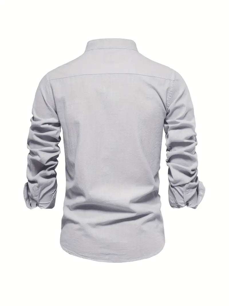 Men's Casual Shirt | Band Collar & Button Cuffs