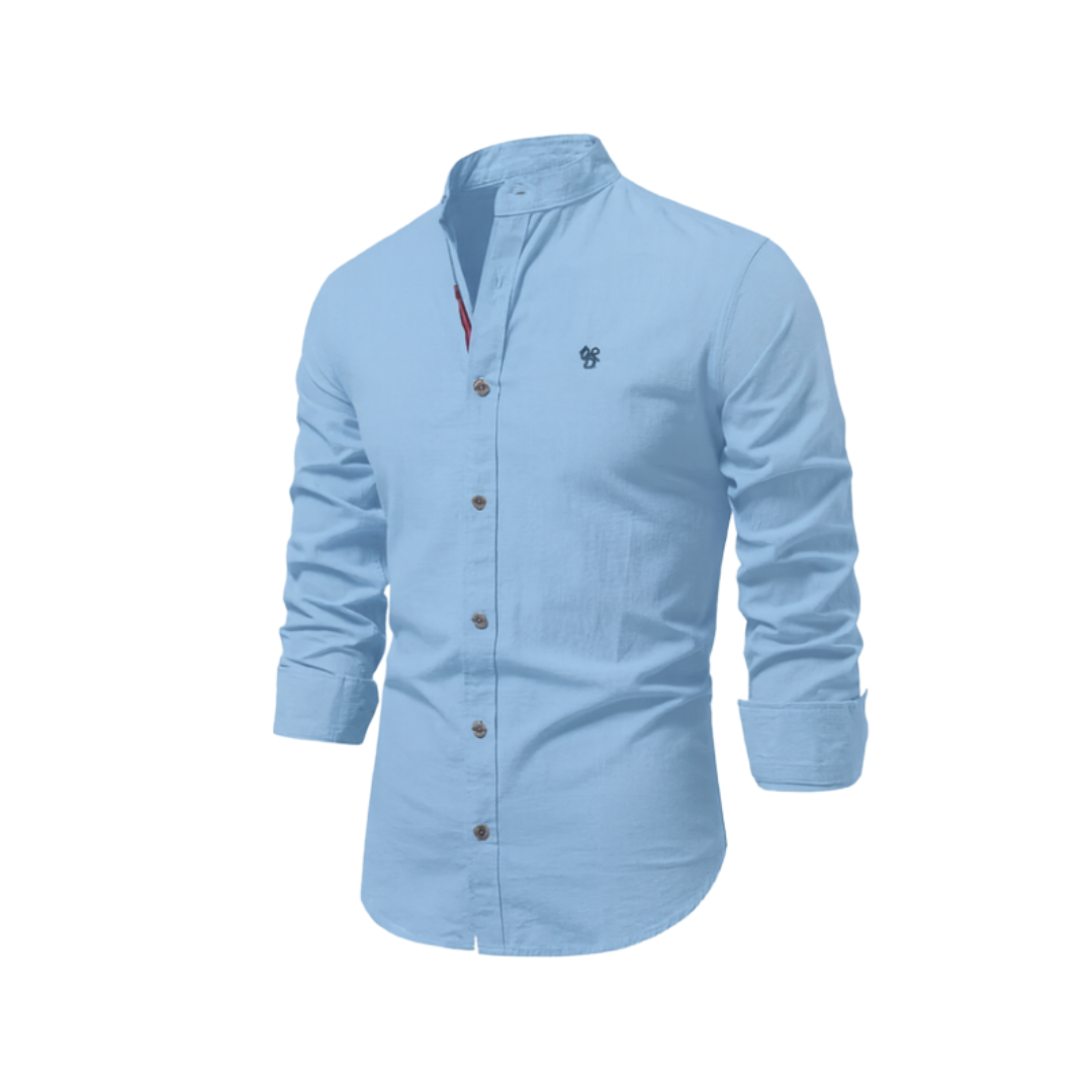 Men's Casual Shirt | Band Collar & Button Cuffs