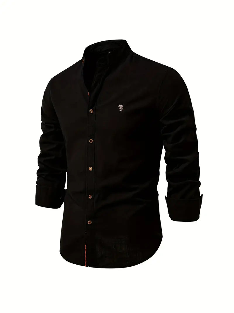 Men's Casual Shirt | Band Collar & Button Cuffs