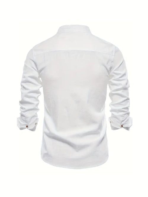 Men's Casual Shirt | Band Collar & Button Cuffs