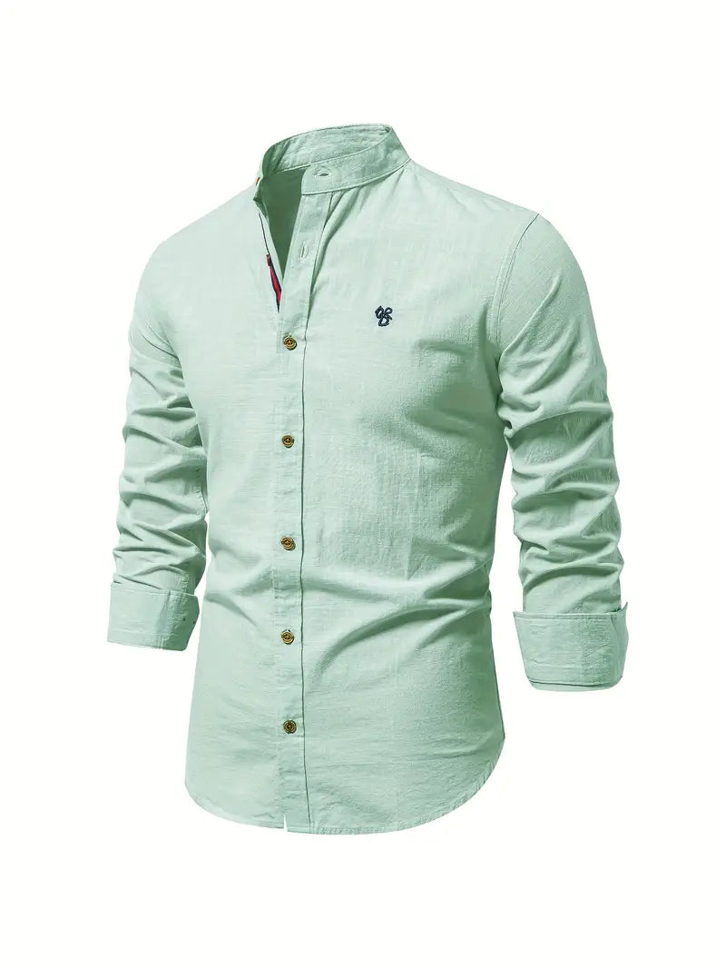 Men's Casual Shirt | Band Collar & Button Cuffs