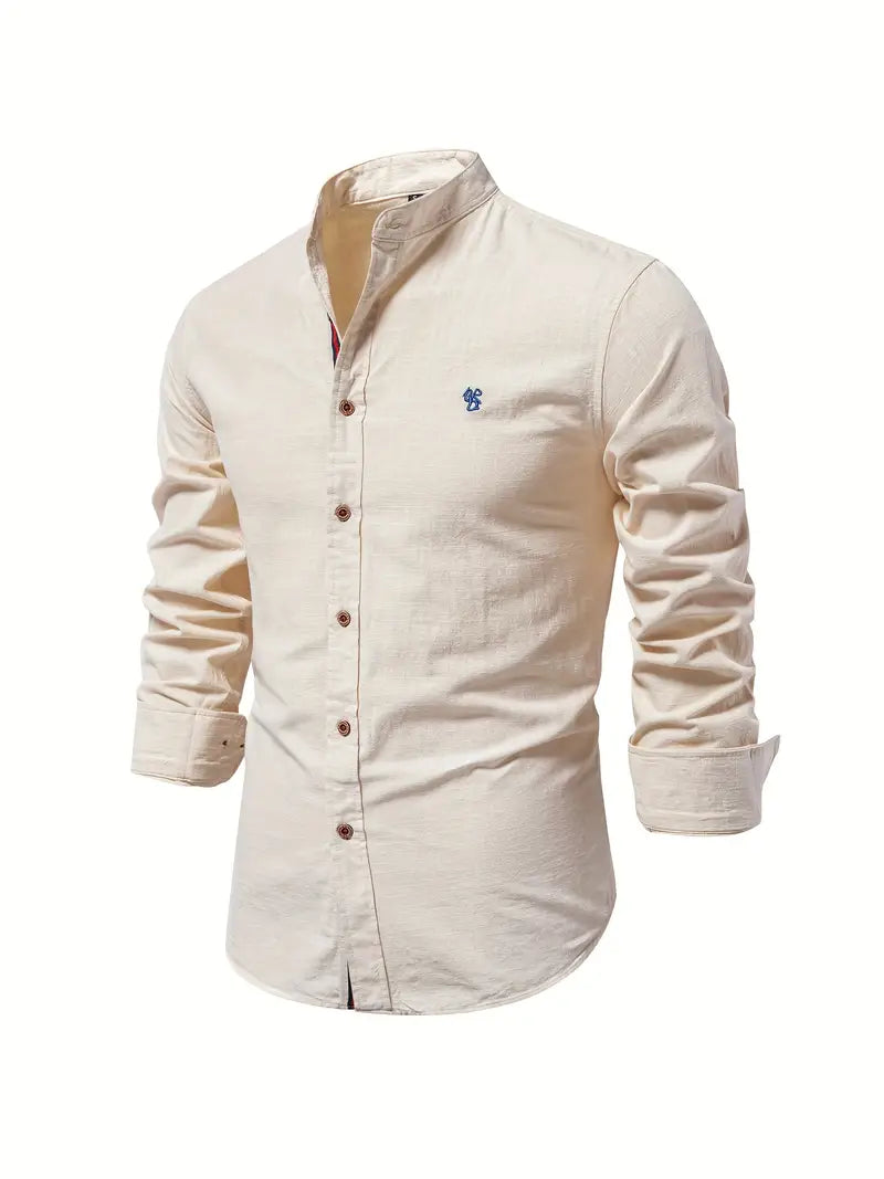 Men's Casual Shirt | Band Collar & Button Cuffs
