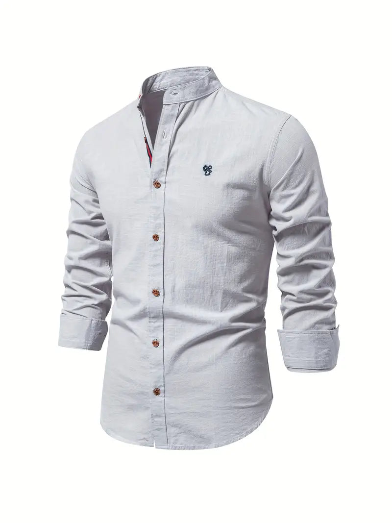 Men's Casual Shirt | Band Collar & Button Cuffs