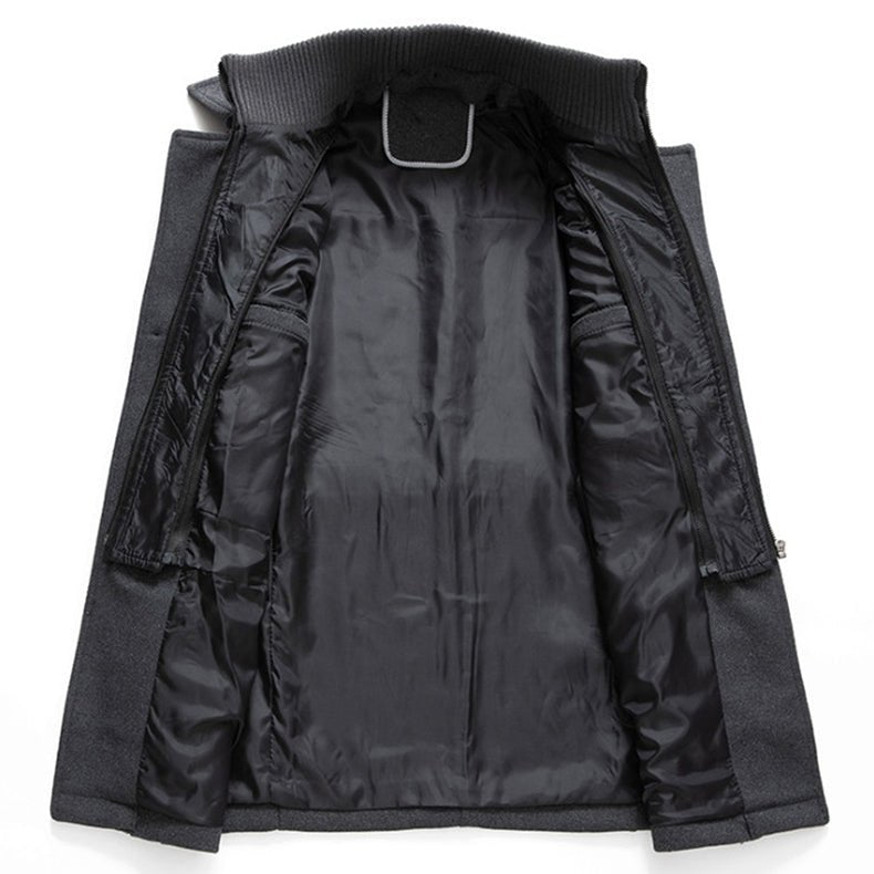 Men's Classic Coat in Brushed Weave | Zip Bib & Notch Lapels