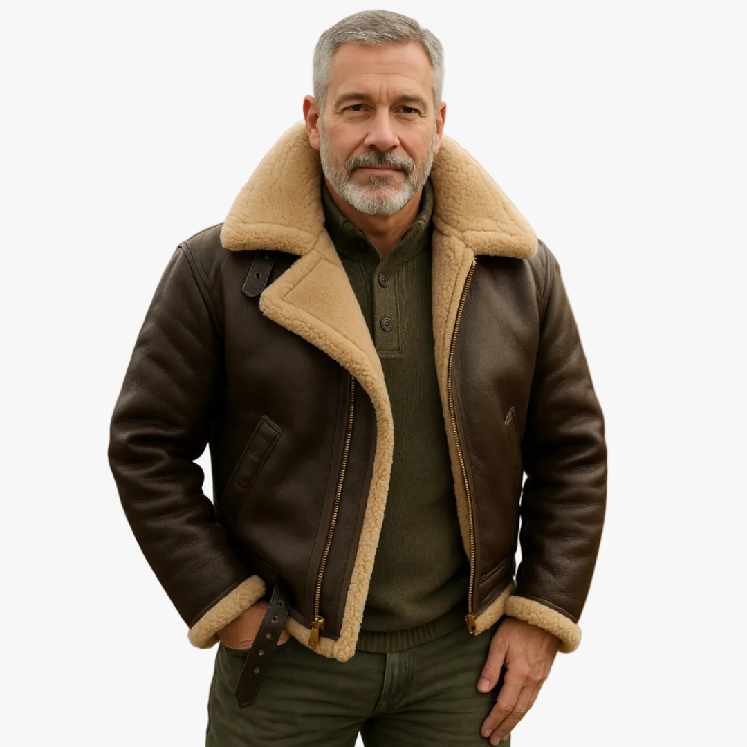 Men's Coated Jacket | Faux Shearling Trim & Asym Zip