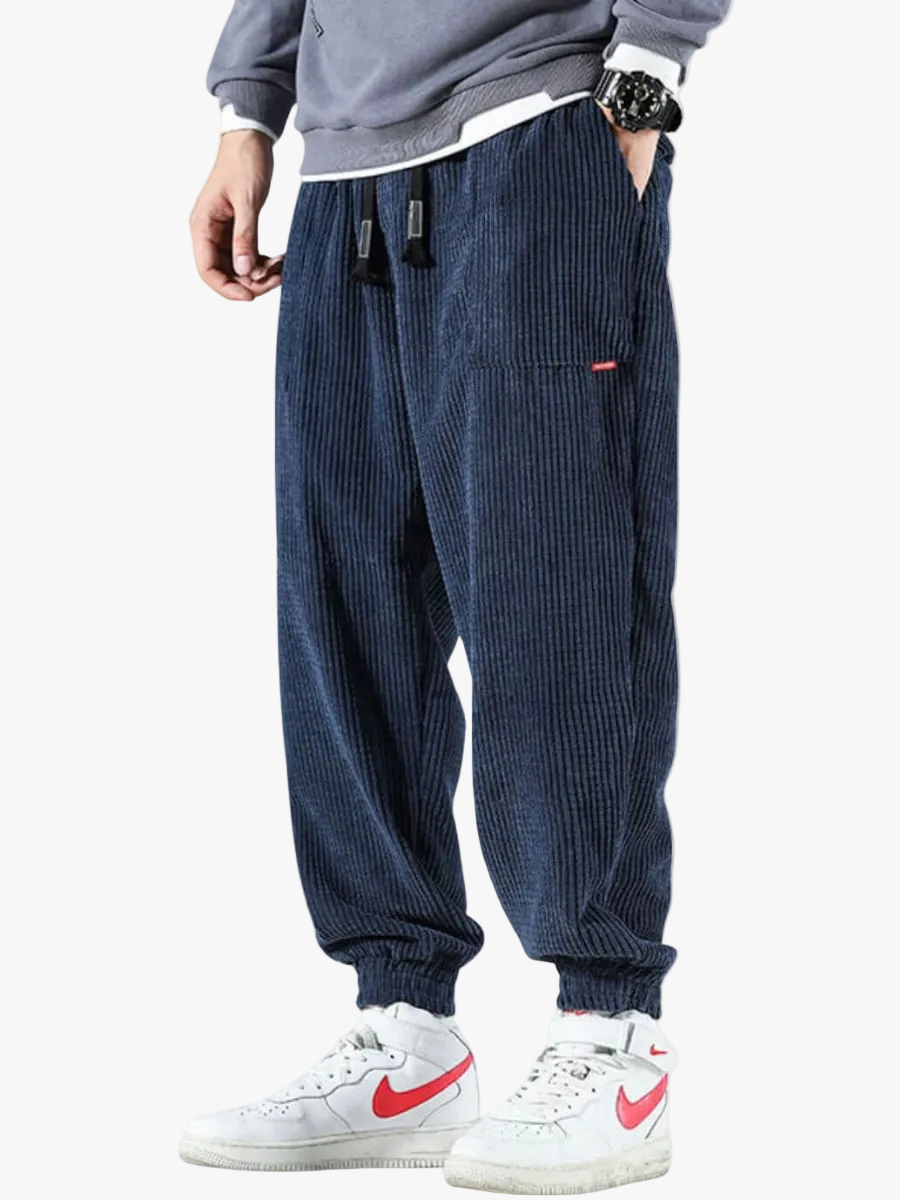 Men's Corduroy Jogger Pants | Drawstring Waist & Cuffed Ankles