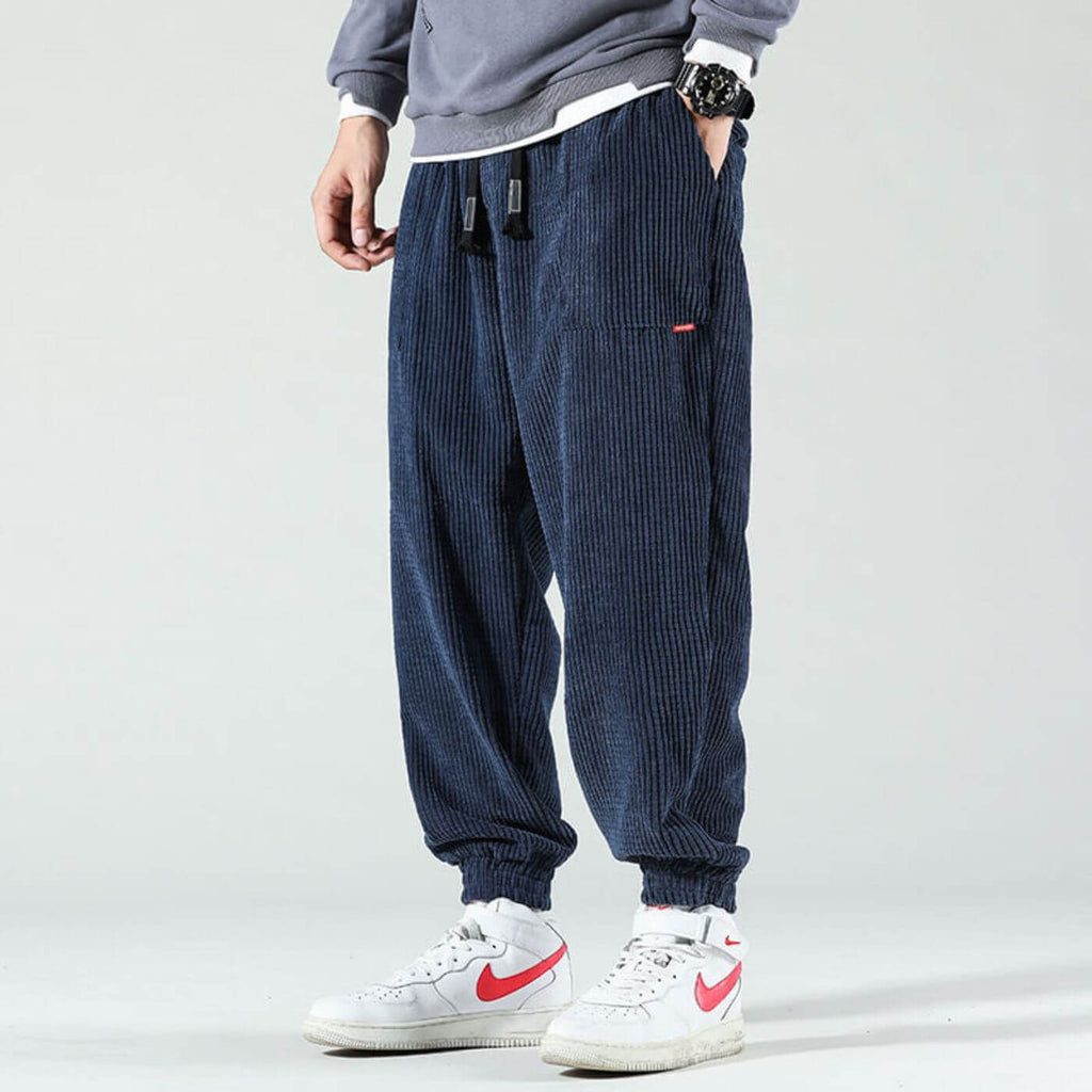 Men's Corduroy Jogger Pants | Drawstring Waist & Cuffed Ankles