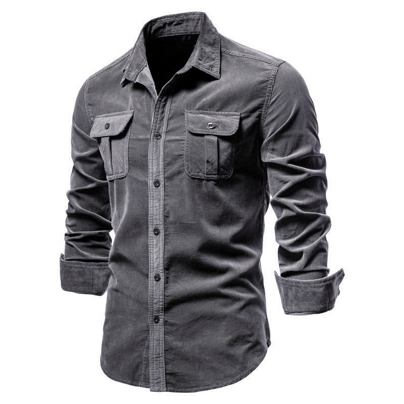 Men's Corduroy Shirt | Button Front & Flap Pockets