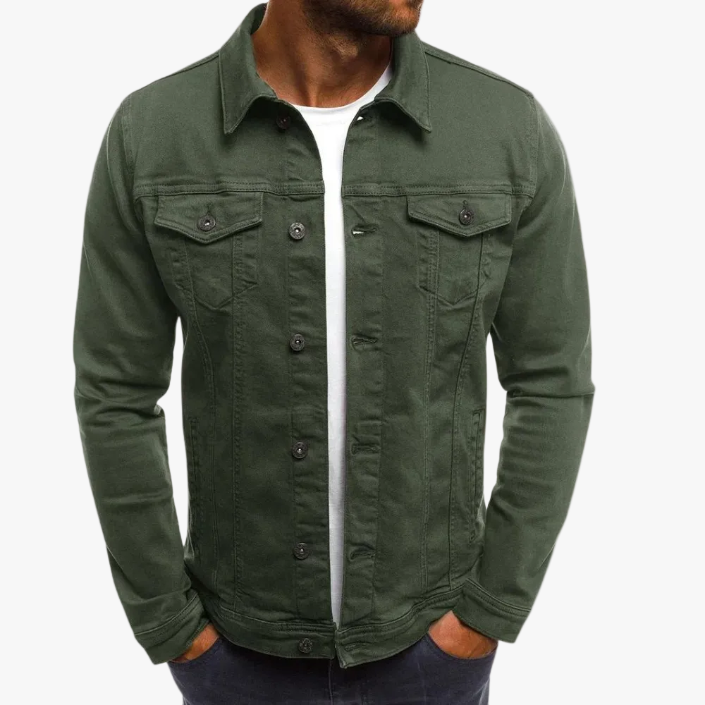 Men's Denim Trucker Jacket | Button Front & Flap Pockets