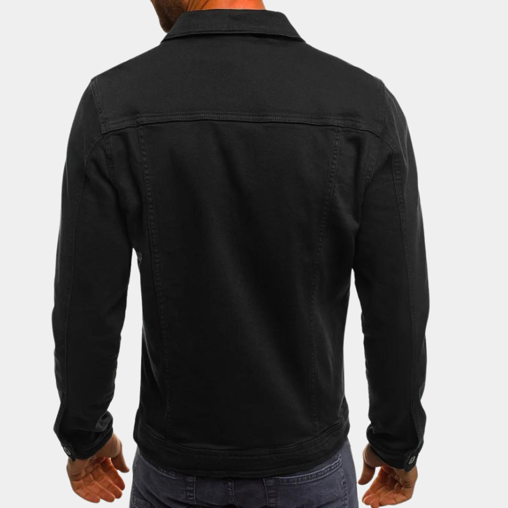 Men's Denim Trucker Jacket | Button Front & Flap Pockets