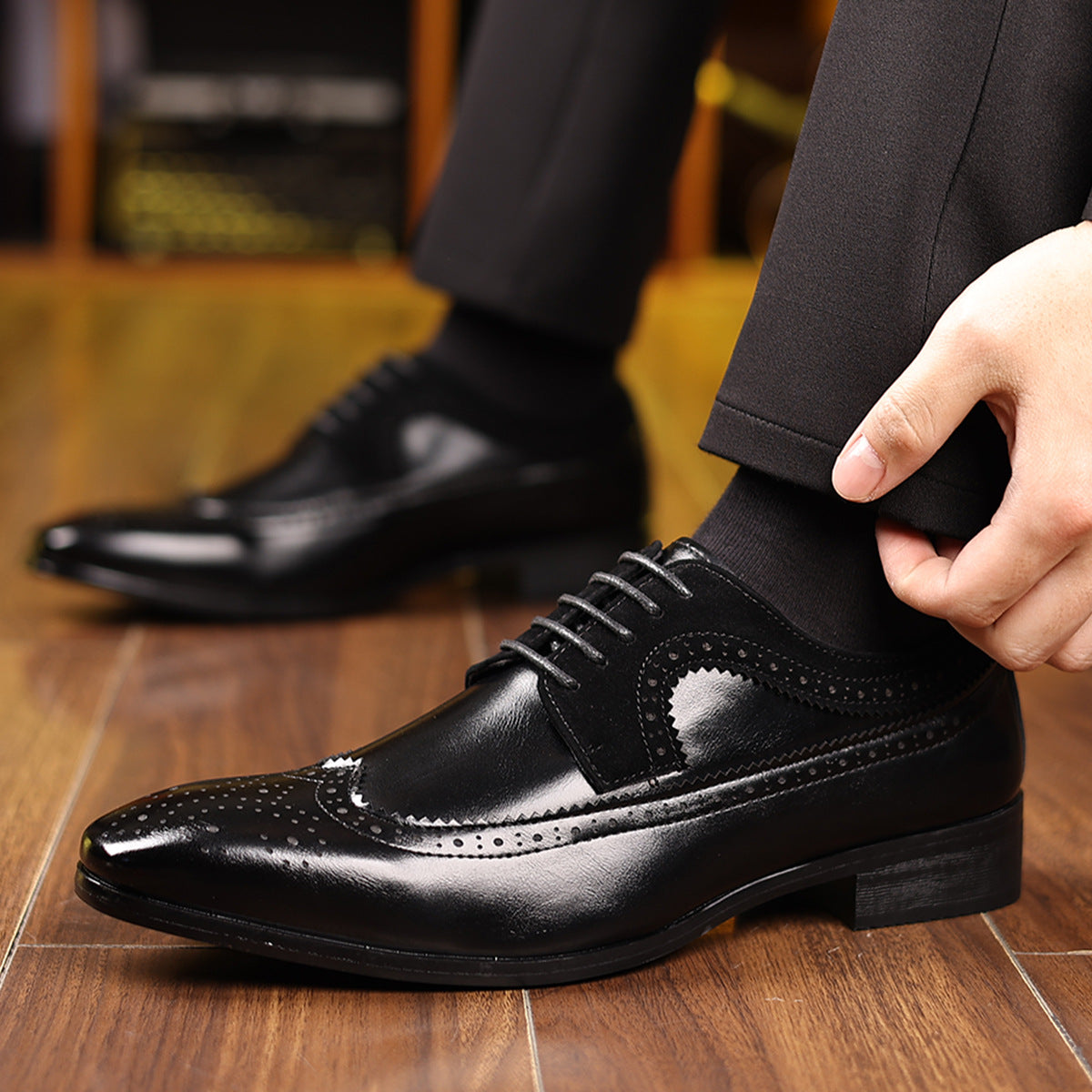 Men's Dress Oxfords | Suede Panels & Wingtip Brogue