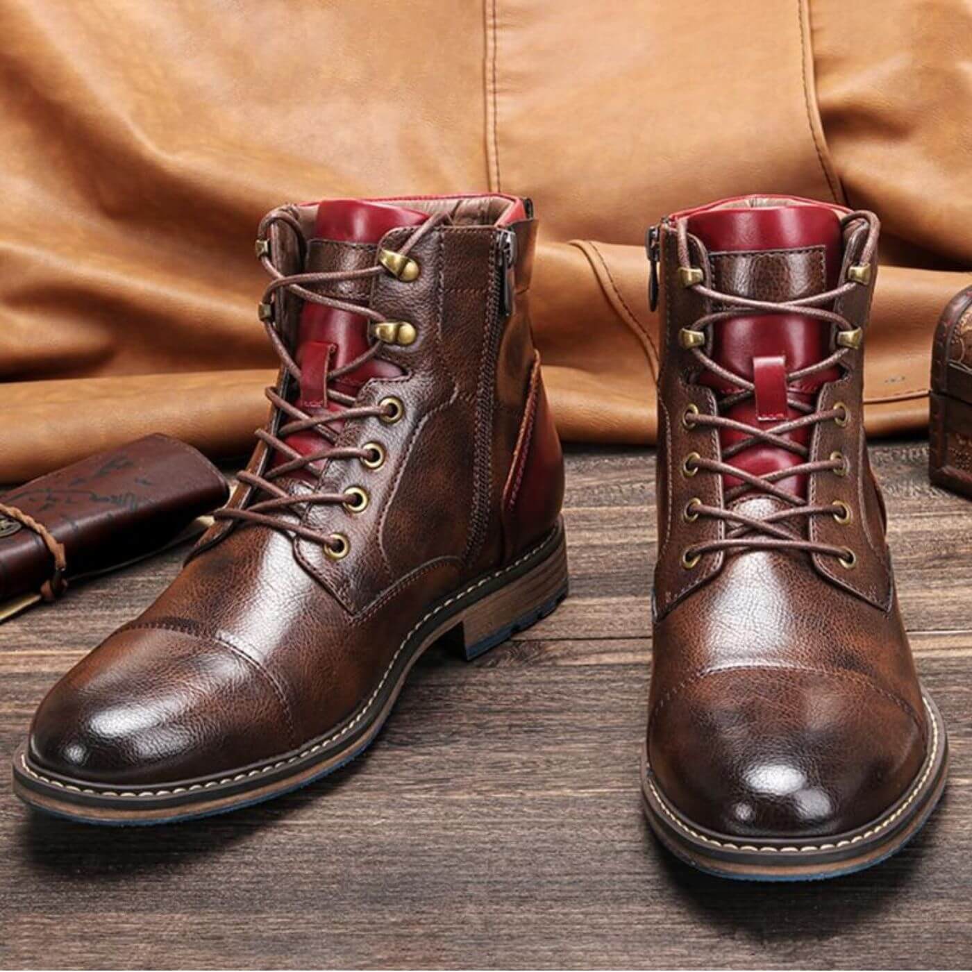 Men's Faux Ankle Boots | Cap Toe & Side Zipper