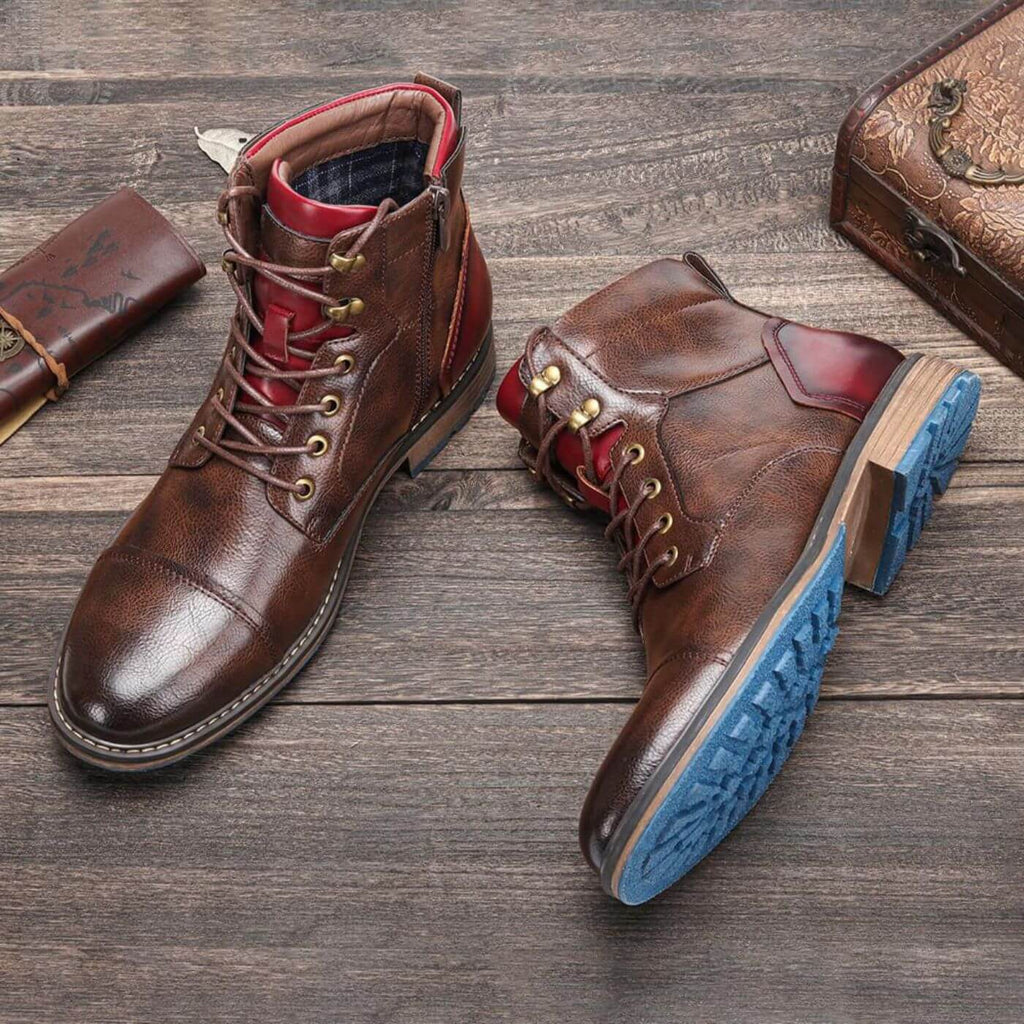 Men's Faux Ankle Boots | Cap Toe & Side Zipper