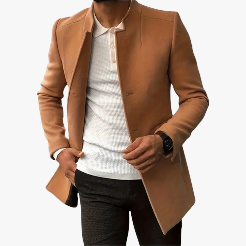 Men's Felted Blazer | Stand Collar & Button Front