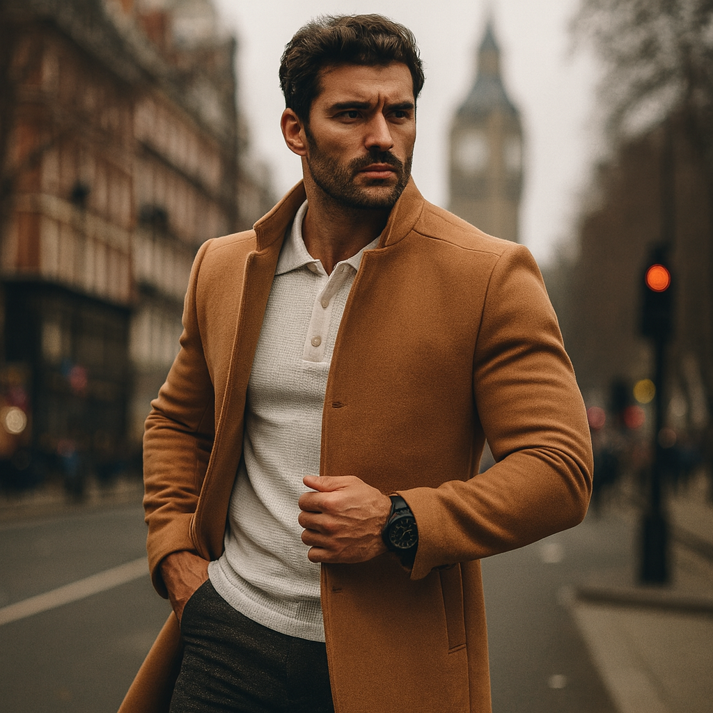 Men's Felted Blazer | Stand Collar & Button Front