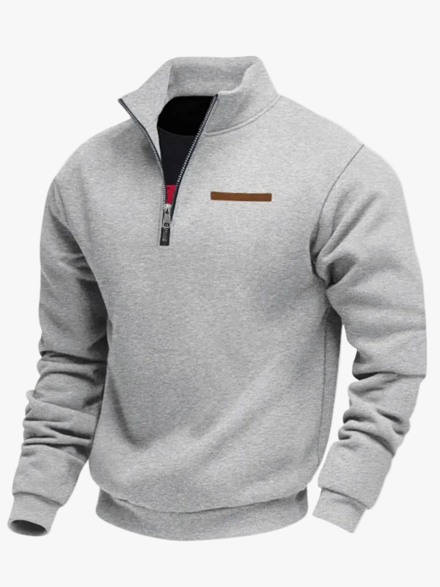 Men's Fleece Pullover Sweater | Quarter Zip & Stand Collar