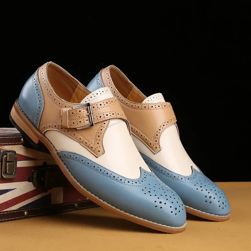 Men's Formal Faux Loafer | Monk Strap & Brogue Perforations
