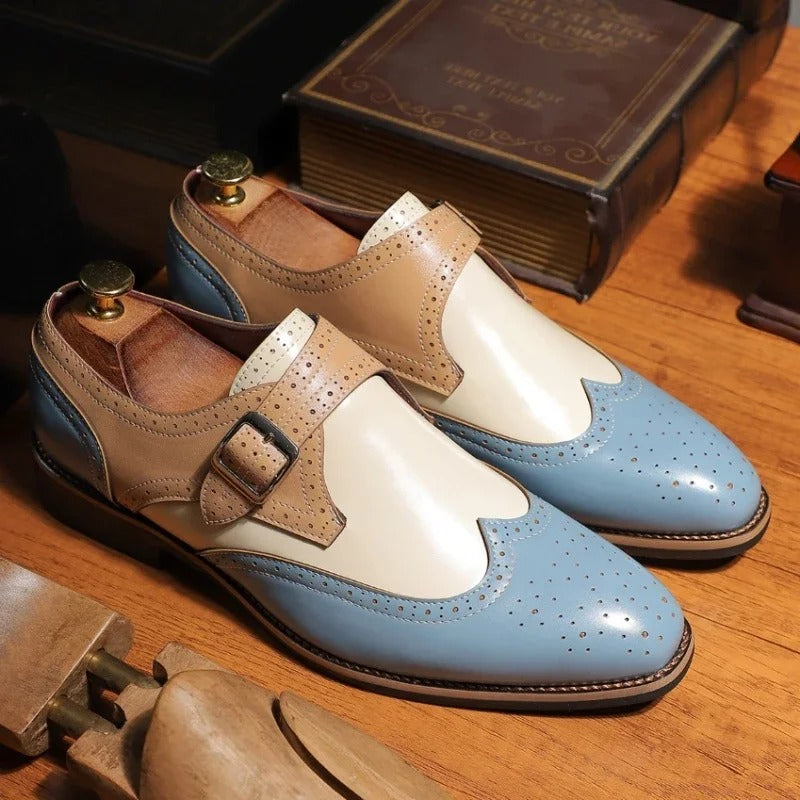 Men's Formal Faux Loafer | Monk Strap & Brogue Perforations