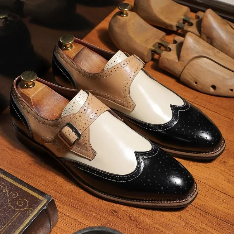Men's Formal Faux Loafer | Monk Strap & Brogue Perforations