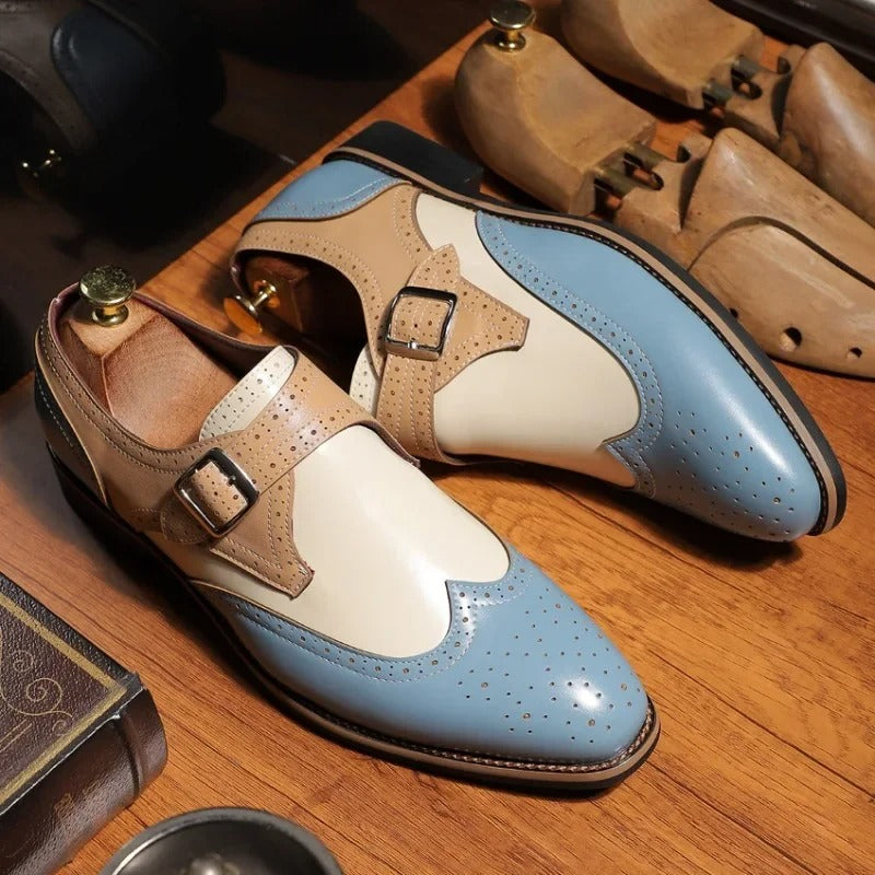 Men's Formal Faux Loafer | Monk Strap & Brogue Perforations