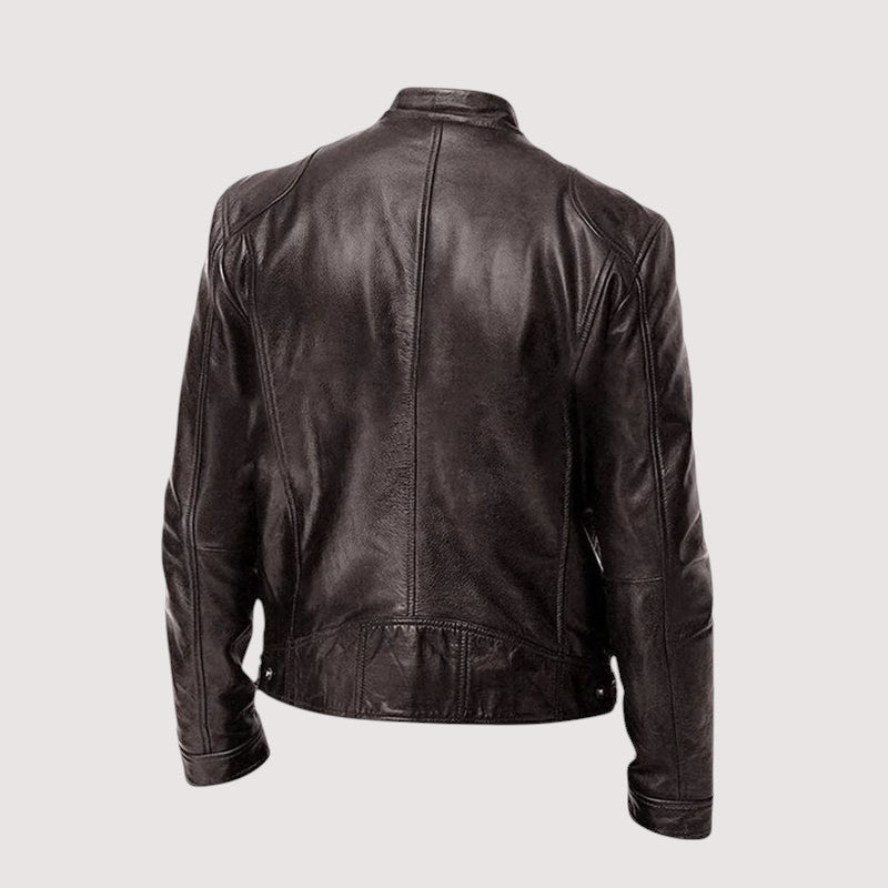 Men's Genuine Jacket | Stand Collar & Zip Pockets