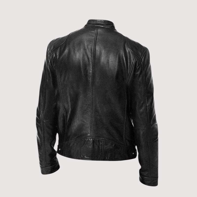 Men's Genuine Jacket | Stand Collar & Zip Pockets