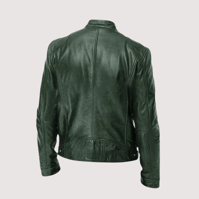 Men's Genuine Jacket | Stand Collar & Zip Pockets