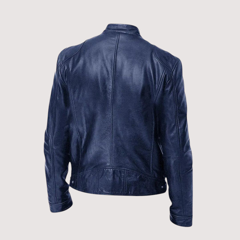 Men's Genuine Jacket | Stand Collar & Zip Pockets