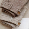 Men's Herringbone Dress Pants | Front Pleats & Button-Tab Cuffs