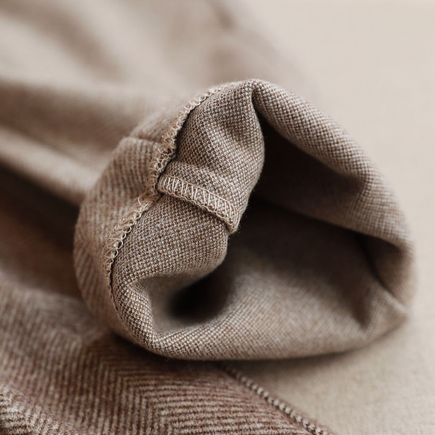 Men's Herringbone Dress Pants | Front Pleats & Button-Tab Cuffs