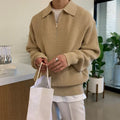 Men's Jacquard Knit Sweater | Quarter Zip & Spread Collar