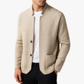 Men's Knit Cardigan | Stand Collar & Patch Pockets