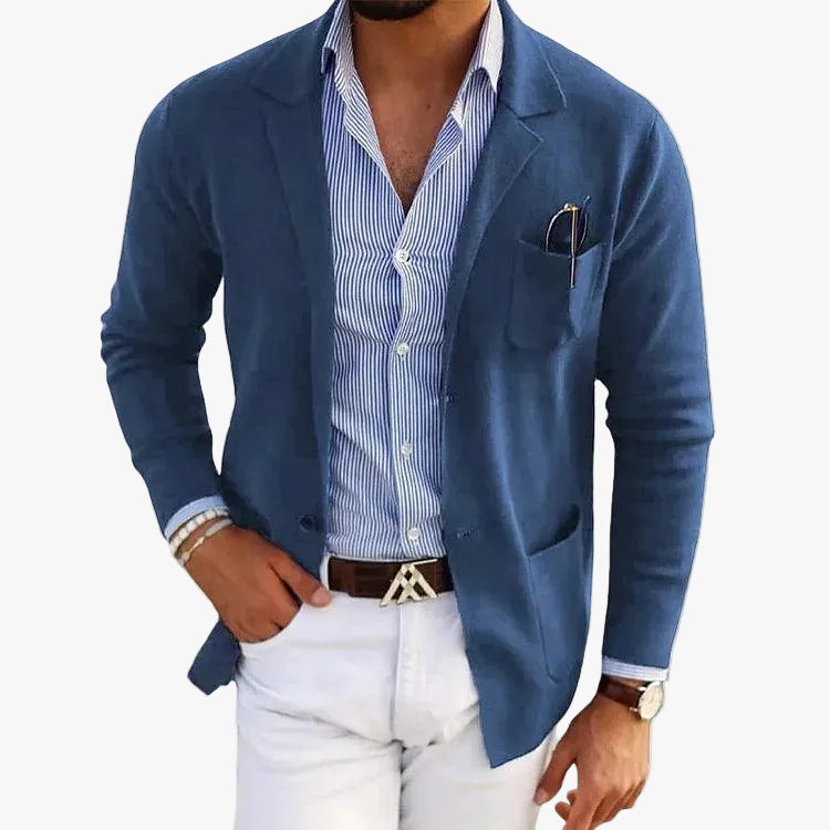 Men's Knit Coat | Notch Lapels & Patch Pockets