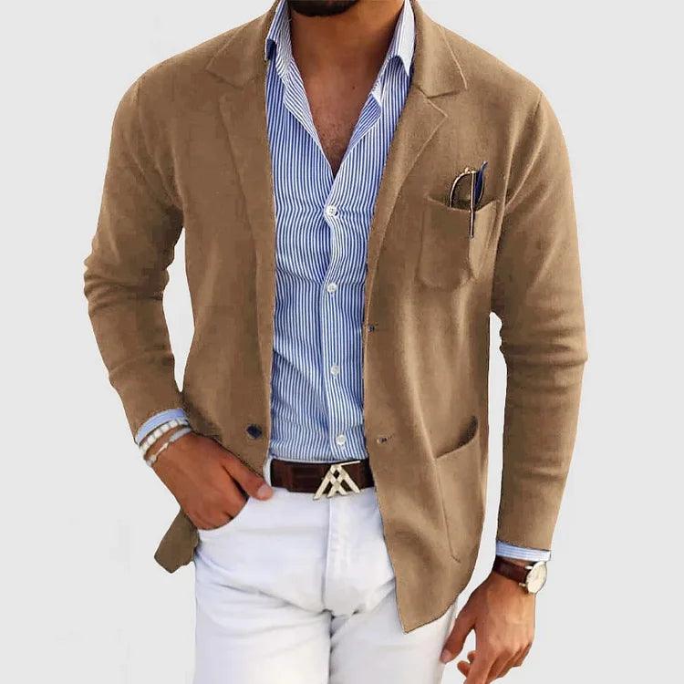 Men's Knit Coat | Notch Lapels & Patch Pockets