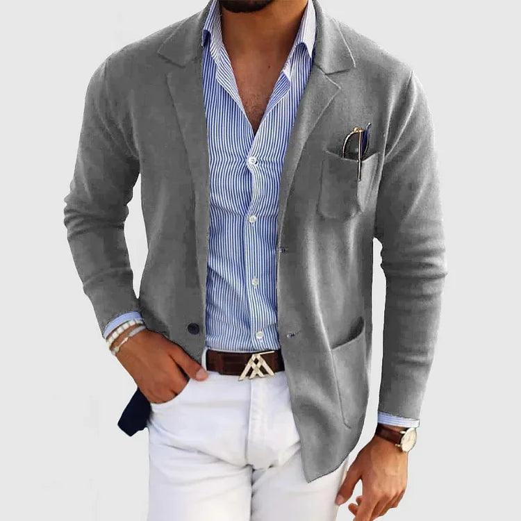 Men's Knit Coat | Notch Lapels & Patch Pockets