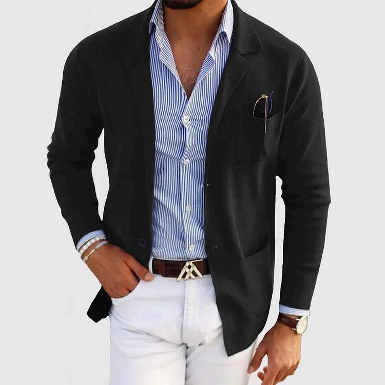 Men's Knit Coat | Notch Lapels & Patch Pockets