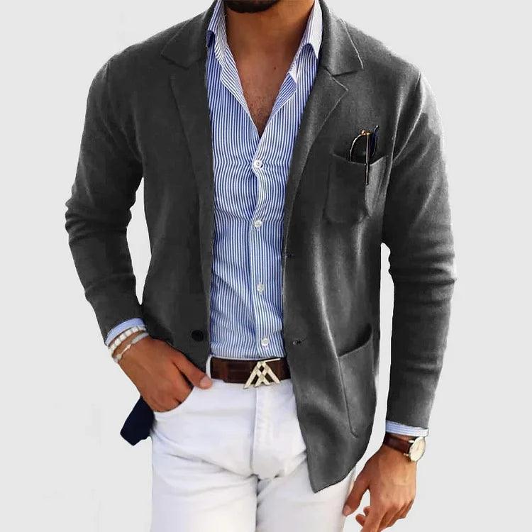 Men's Knit Coat | Notch Lapels & Patch Pockets