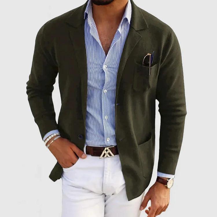 Men's Knit Coat | Notch Lapels & Patch Pockets