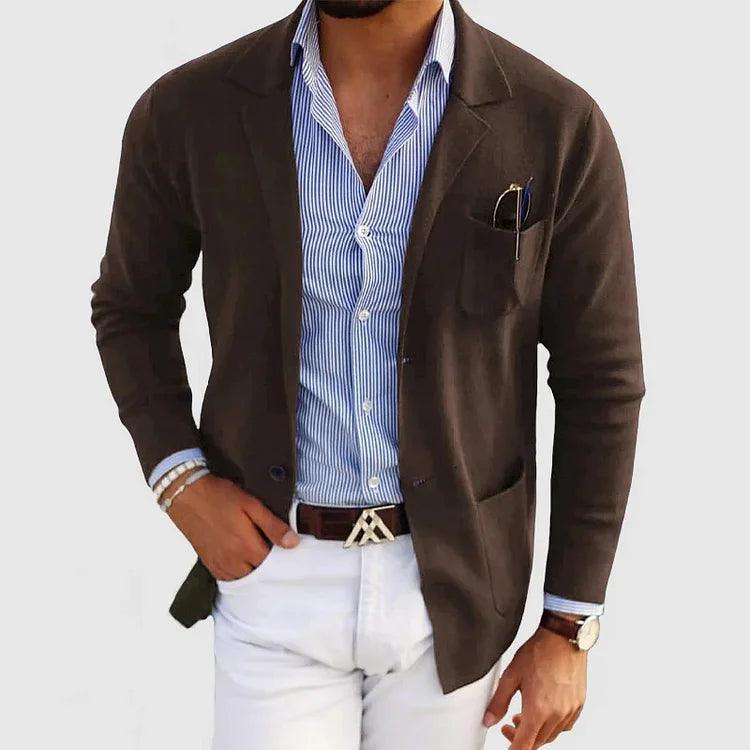 Men's Knit Coat | Notch Lapels & Patch Pockets