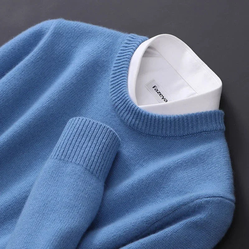 Men's Knit Crewneck Sweater | Ribbed Cuffs & Hem