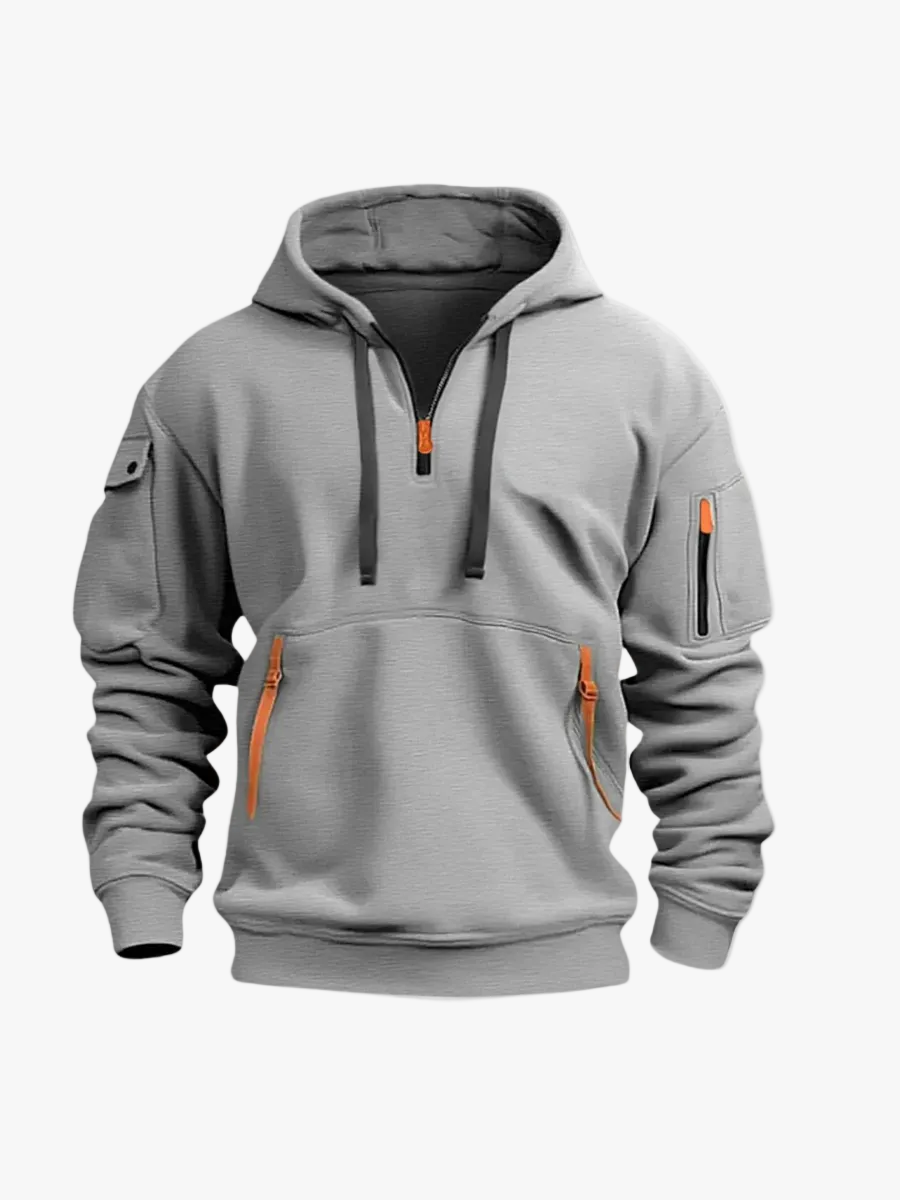 Men's Knit Hoodie | Half-Zip Neck & Utility Pockets